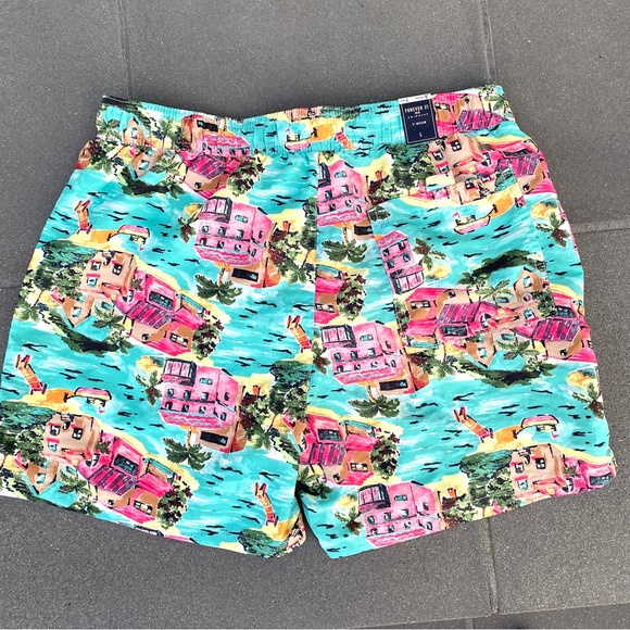 FOREVER 21 mens swim trunks board shorts bathing suit tropical print NEW L men’s - Picture 6 of 9